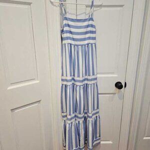 Vintage blue and white striped maxi dress (with pockets!)